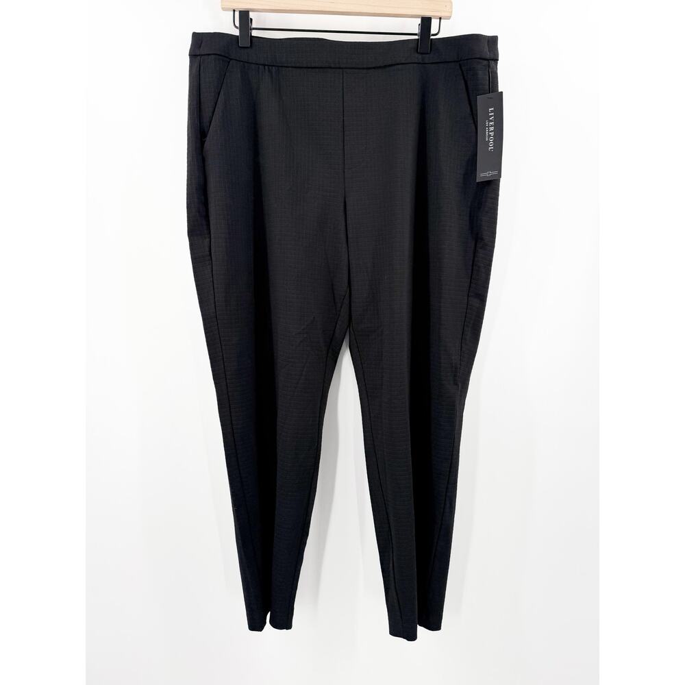 Liverpool Tyler Pants Womens SZ 16/33 NWT Pull On Black Plus Curvy Textured Grid